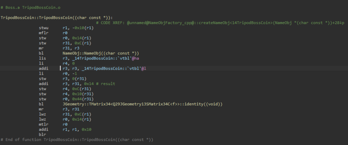 The constructor for TripodBossCoin.