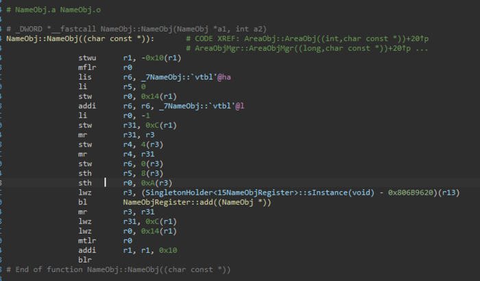 The constructor for NameObj.